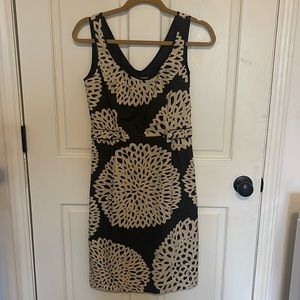 Boden Floral Sleeveless Cotton Shift Dress Charcoal Beige Flowers Women's 4